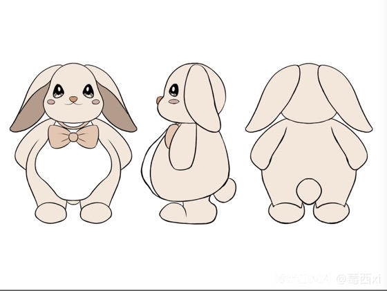 兔子吉祥物三视图 图1