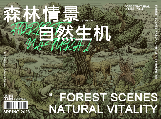 森林情景 自然生机|钢笔画风格包装插画