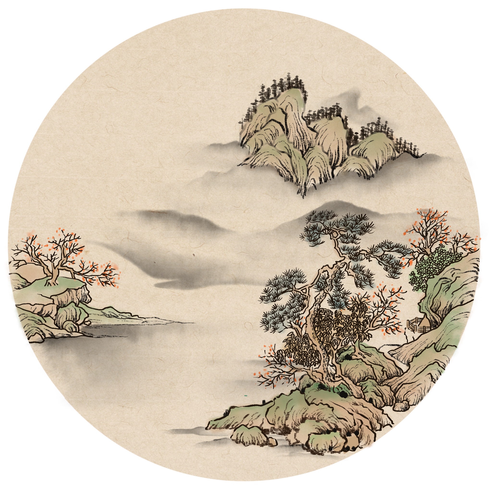 板绘国画山水小品 图1