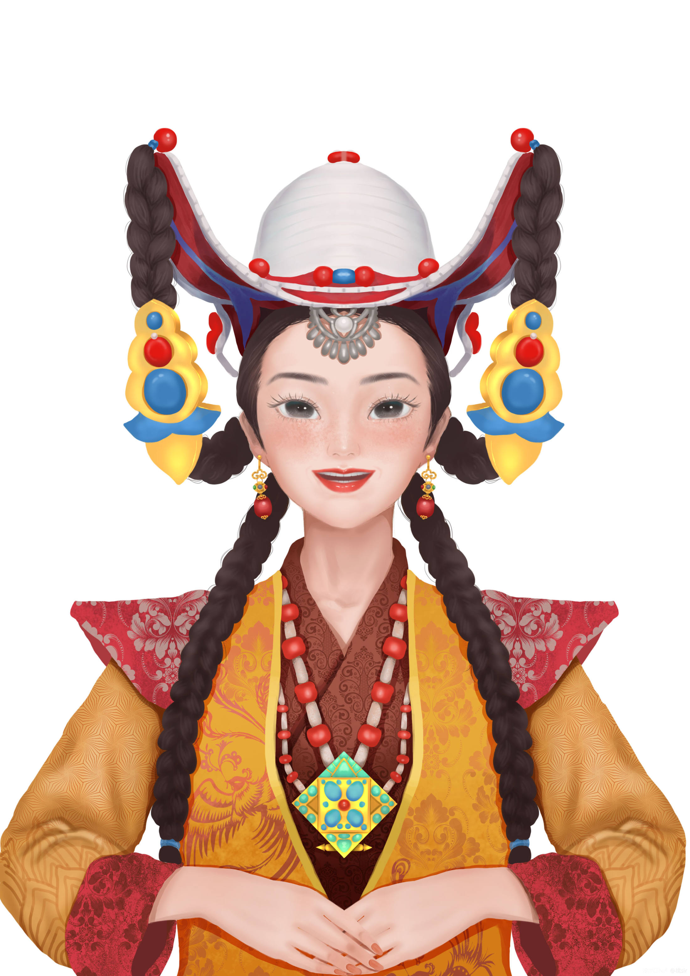 藏族姑娘|插画|其他插画|吧拉啦 - 原创作品 - 站酷 (ZCOOL)
