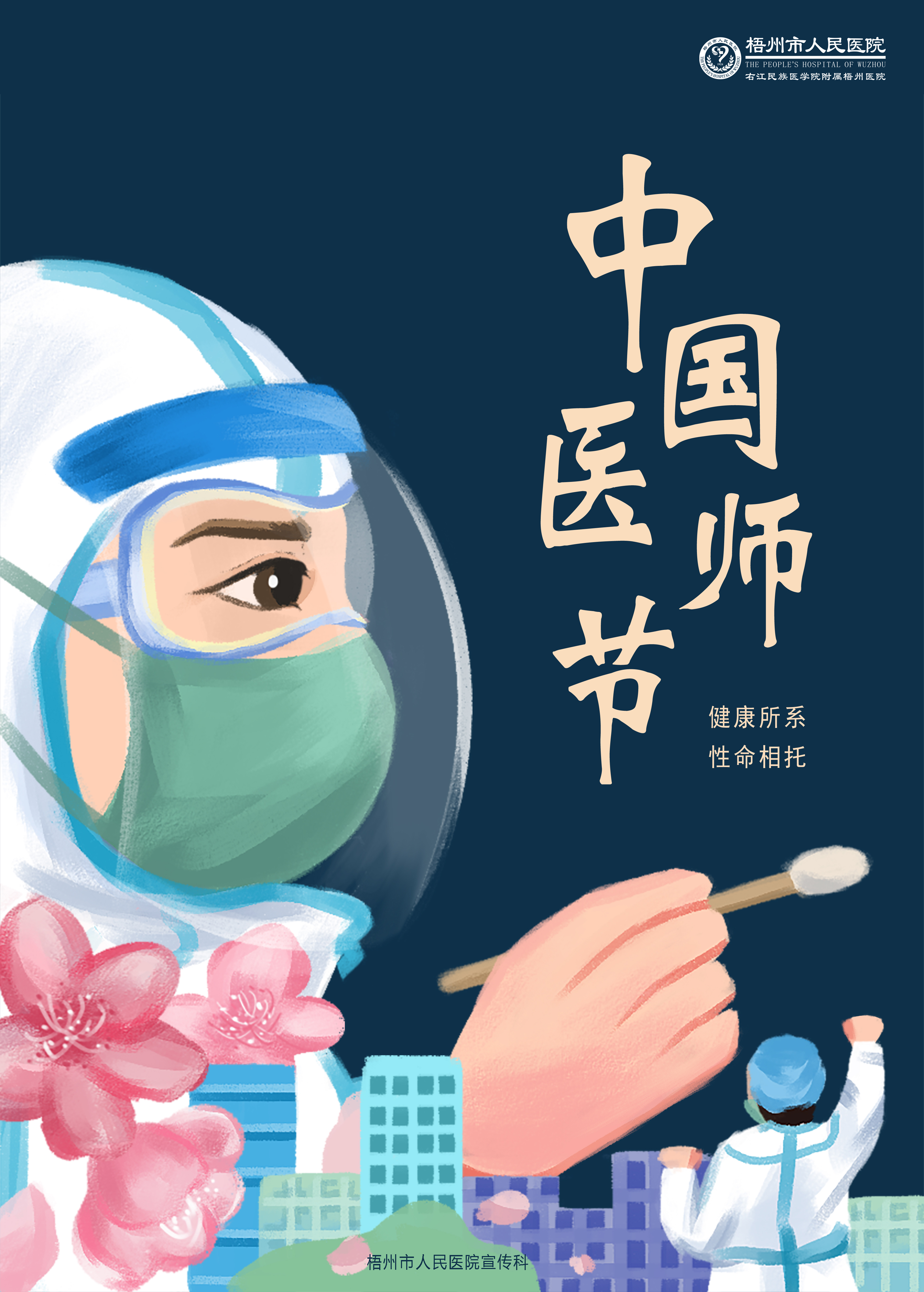 绘制医院医师节插画海报 图3