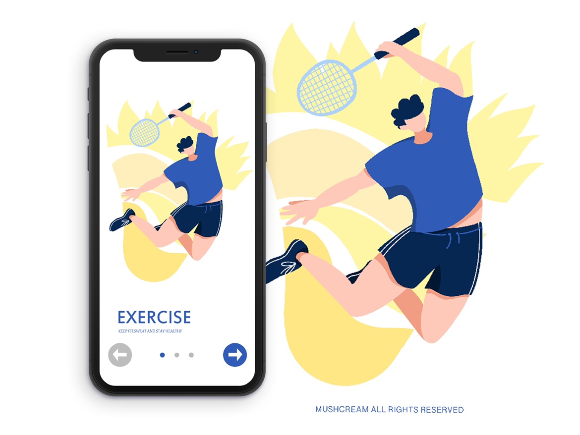 运用APP插画全案设计/羽毛球运动插画 图6