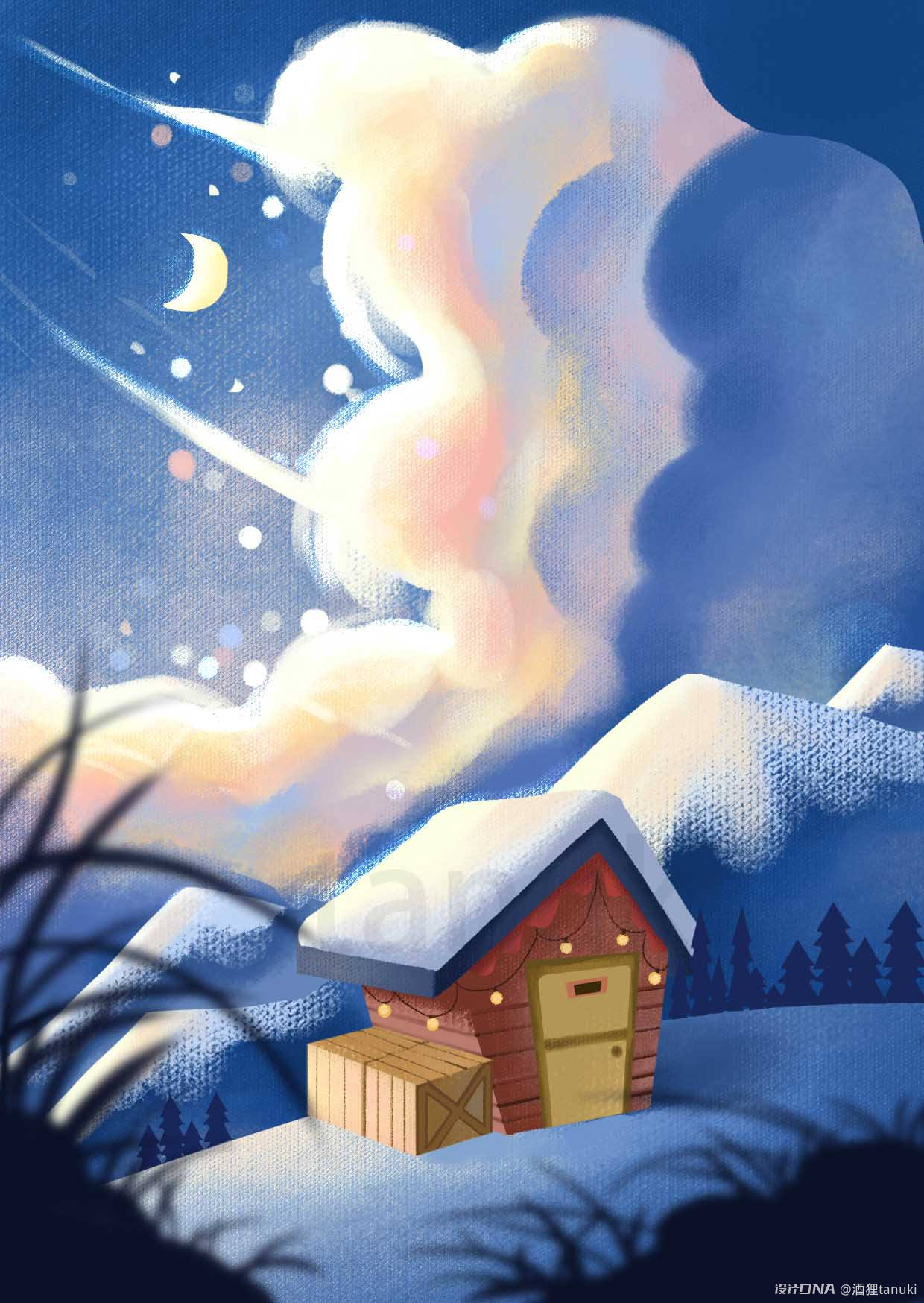 ArtStation - 雪夜日系车站站台——名动漫学员场景原画作品